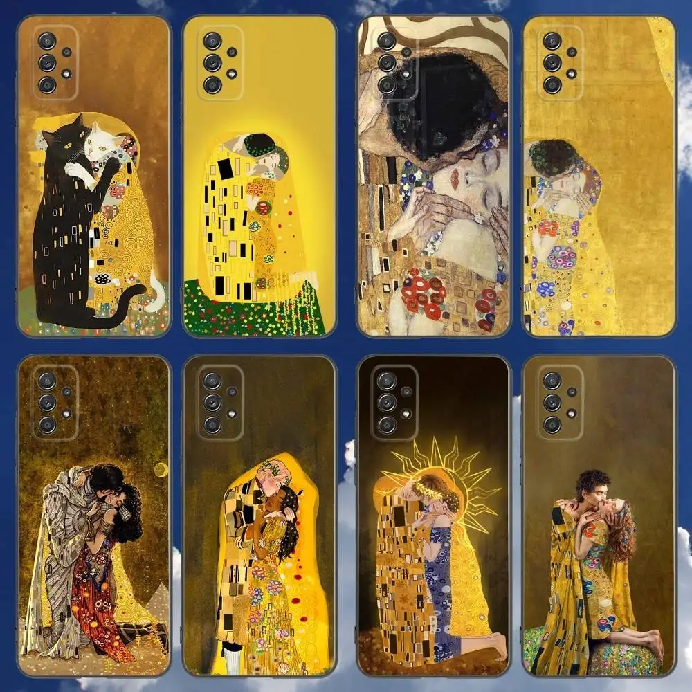 

Gustav Klimt Kiss Art Phone Case For Samsung Galaxy A 91,80,73,72,71,53,52,51,22,5G Shockproof Soft Black Cover