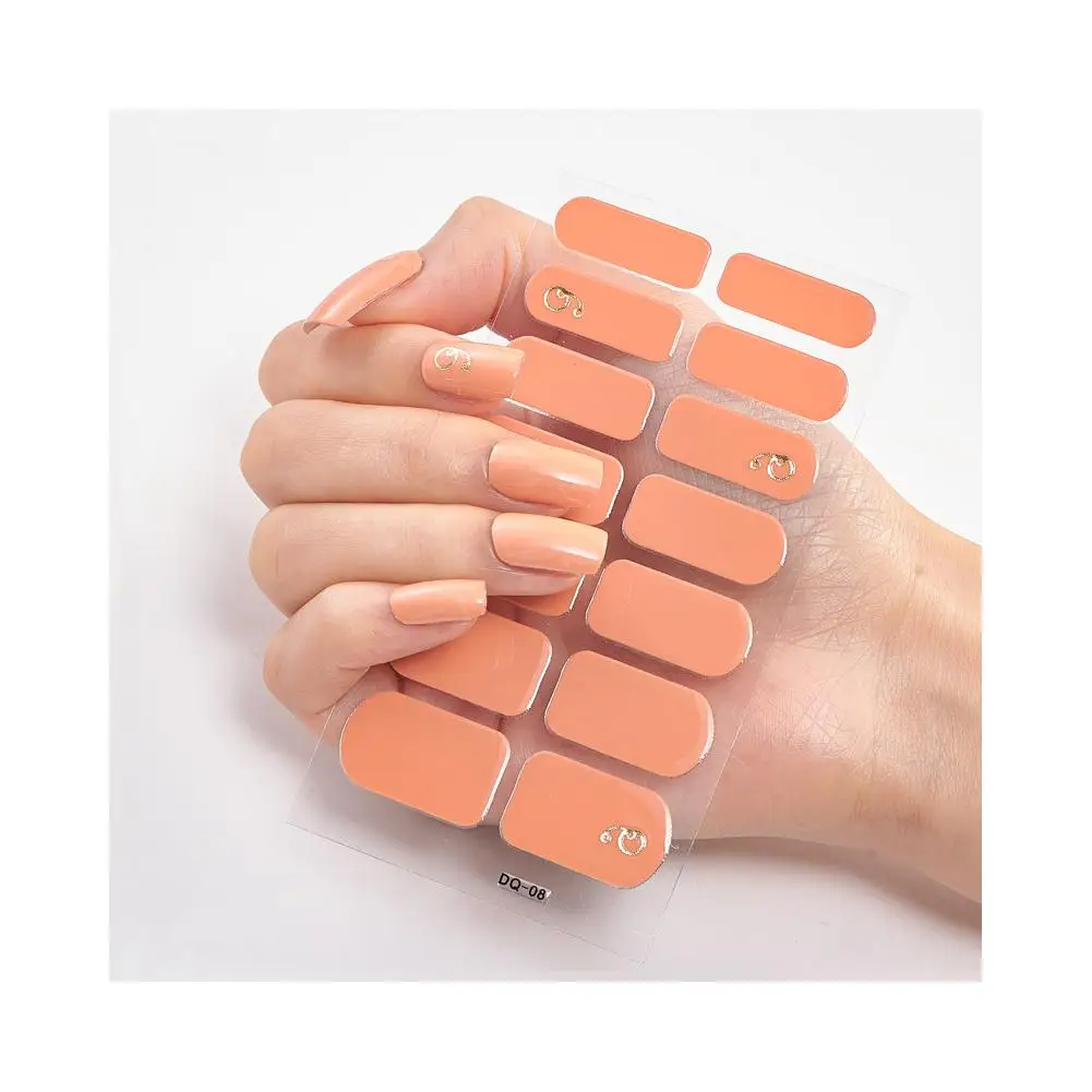 Semi Cured Gel Nail Patch For UV Lamp Cured Nail Gel Polish Strips Full Cover Nail Wraps Manicure Gel Polish Color Design I7F5