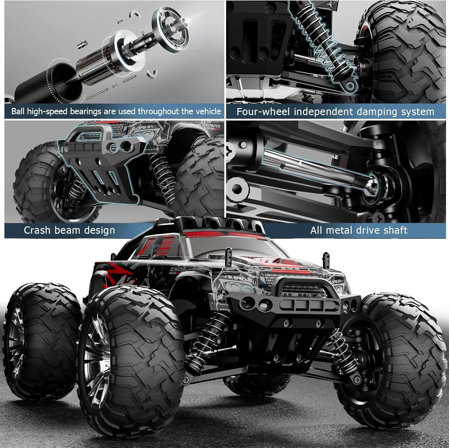 KF11 Rc Car Brushless All-Terrain Fast High Speed 1:16 4WD Electric Off-road Vehicle IPX6 With LED Lights Drift Racing Truck Toy