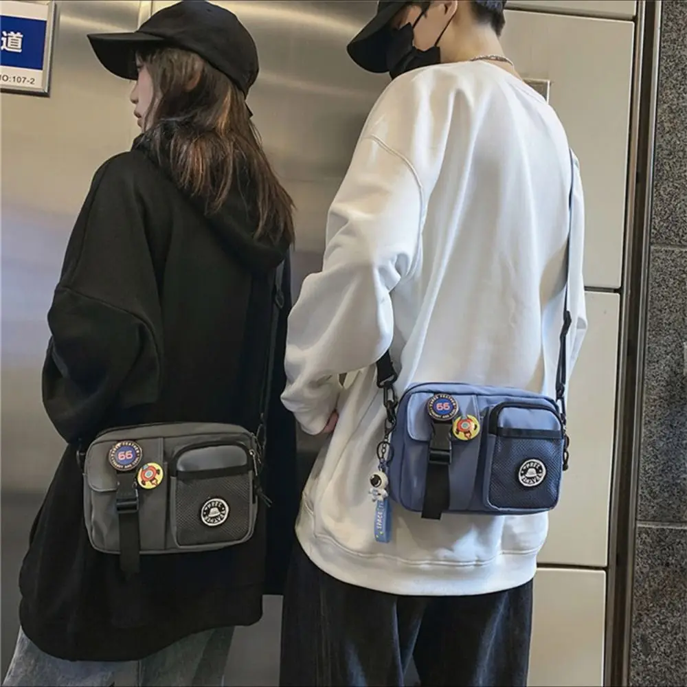 

All-match Quick-dry Canvas Shoulder Bag Harajuku Pendant Men Crossbody Bag Coin Pouch Portable Mobile Phone Pack Daily