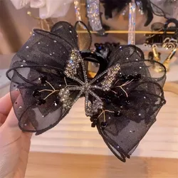 Butterfly knot hair claw water diamond butterfly decoration hair claw sparkling ponytail braid women's elegant hair accessory