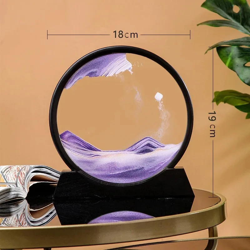 3D Hourglass Quicksand Moving Sand Art Picture Round Glass Deep Sea Sandscape Craft Flowing Painting Office Home Decor Gift DIY