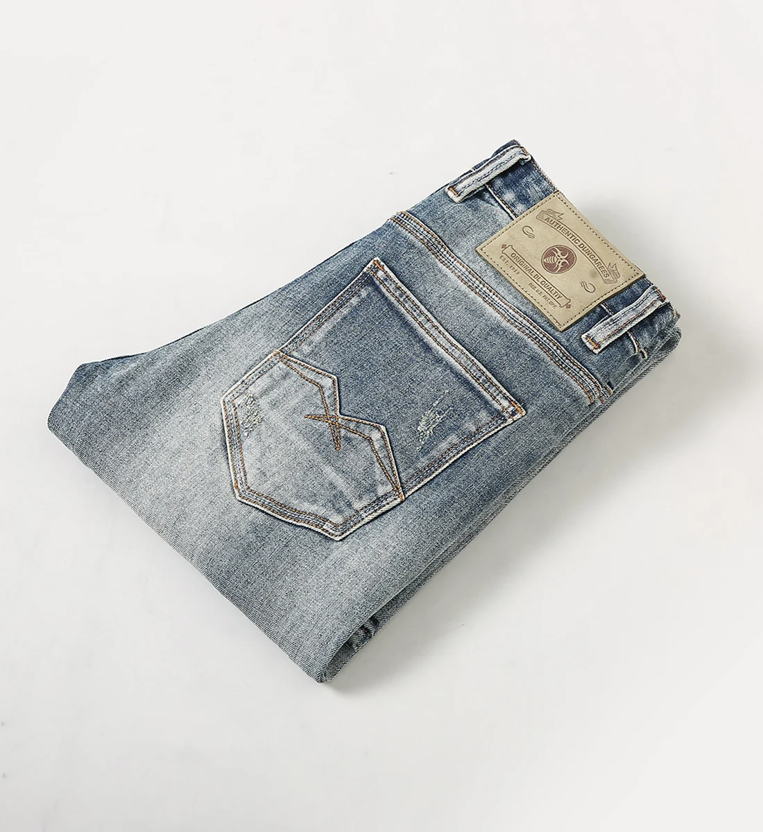 Newly Designer Fashion Men Jeans High Quality Retro Gray Blue Elastic Slim Ripped Jeans Men Italian Style Vintage Denim Pants