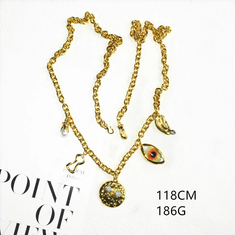 Neuheit Design Legierung Augen Gesichts Charms Halskette Für Frauen Mode Schmuck Marke Show Modell Taille Kette Zubehör – Detail 5