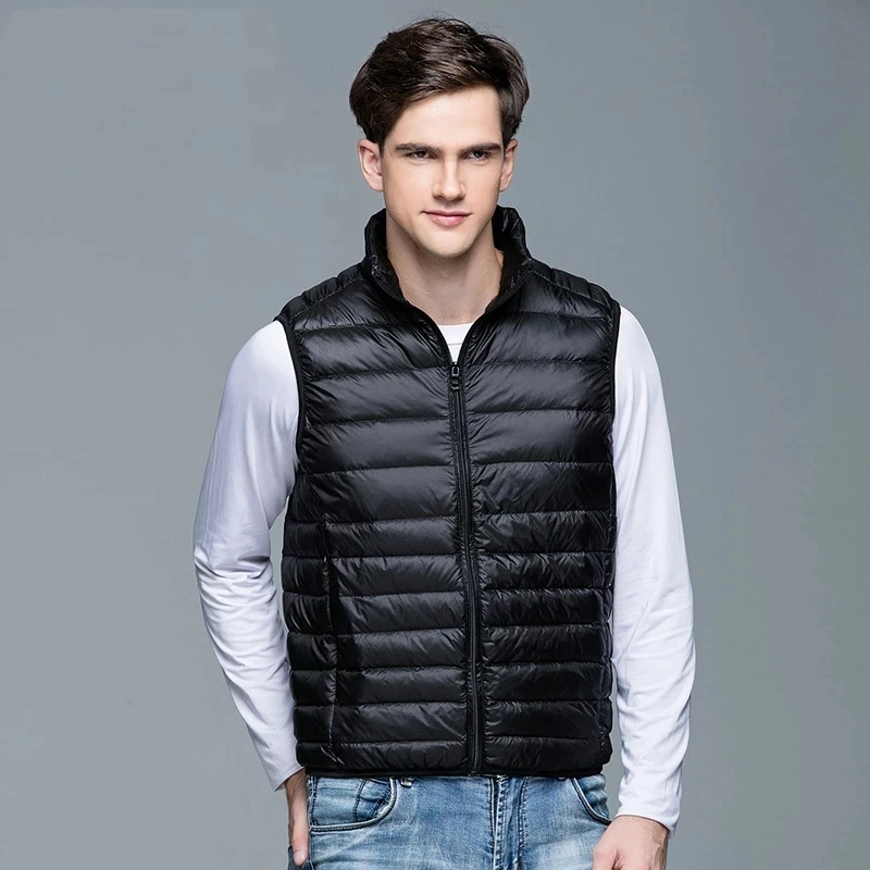 Gilet ultraléger en duvet pour homme, veste en fibre ultra légère, veste mince, gilet chaud coupe-vent, portable