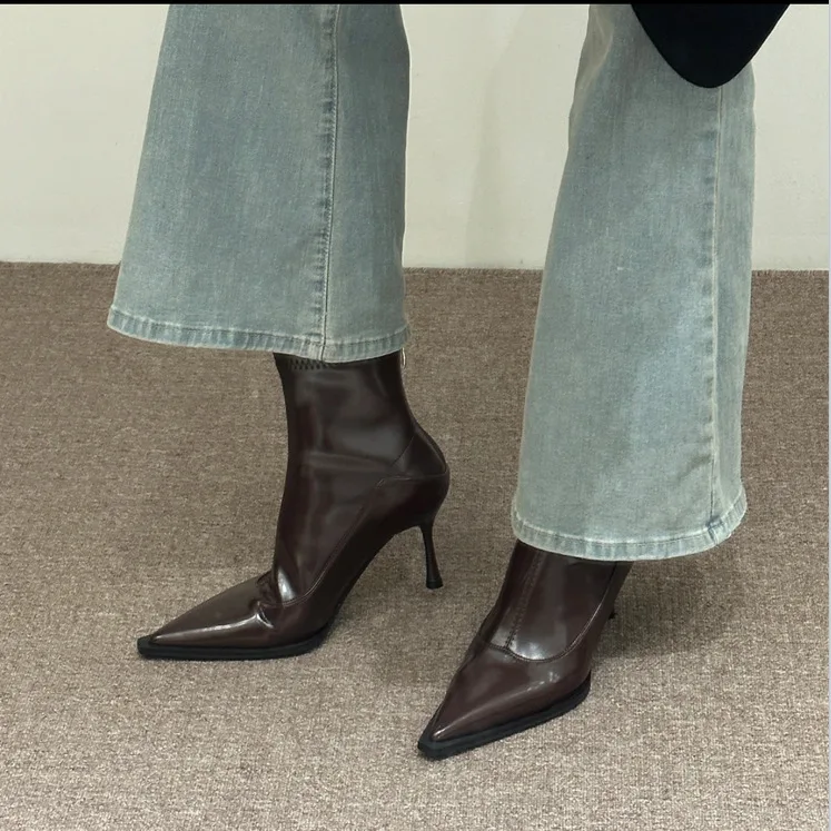 

Short boots for women autumn and winter 2025 new high heels versatile soft leather fashion boots for women