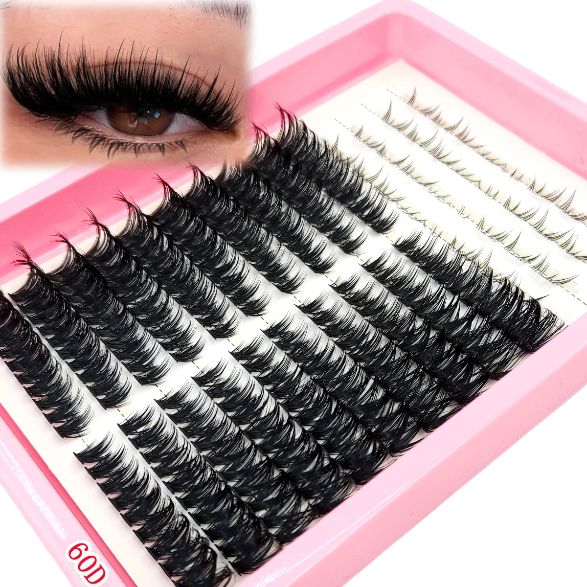 Nouveau cils étendus 60D 80D Style naturel cils indépendants à la main paquet de cils 3D cils de vison artificiel sangle inférieure Eyela