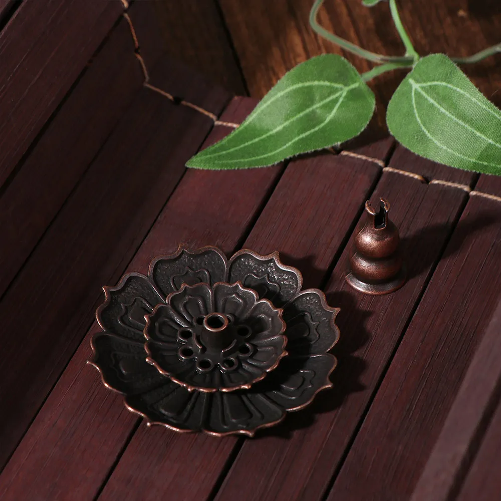 Lotus Design Incense Burner 6 Holes Detachable Ash Catcher Incense Stick Holder 2/3 Layer Vintage Incense Burning Tray