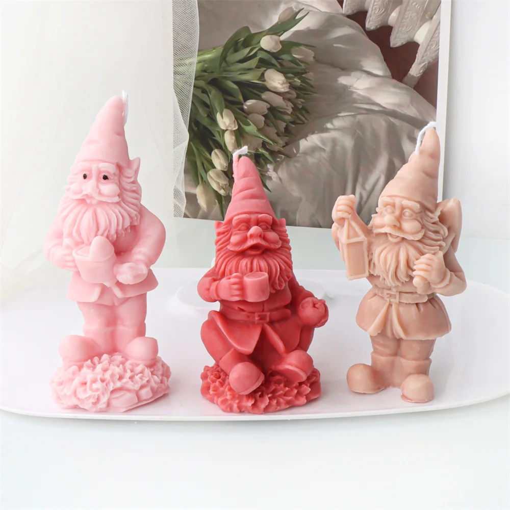 

9 Design Cute Gnome Silicone Moulds for Candle Christmas Santa Claus Old Man Dwarf Zwerge Epoxy Resin Concrete Ornaments Mold