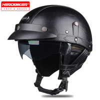 Motorcycle Half Helmet German Leather Vintage Helmet Casco Moto Motorcycle Open Face Helmet Biker DOT Certification