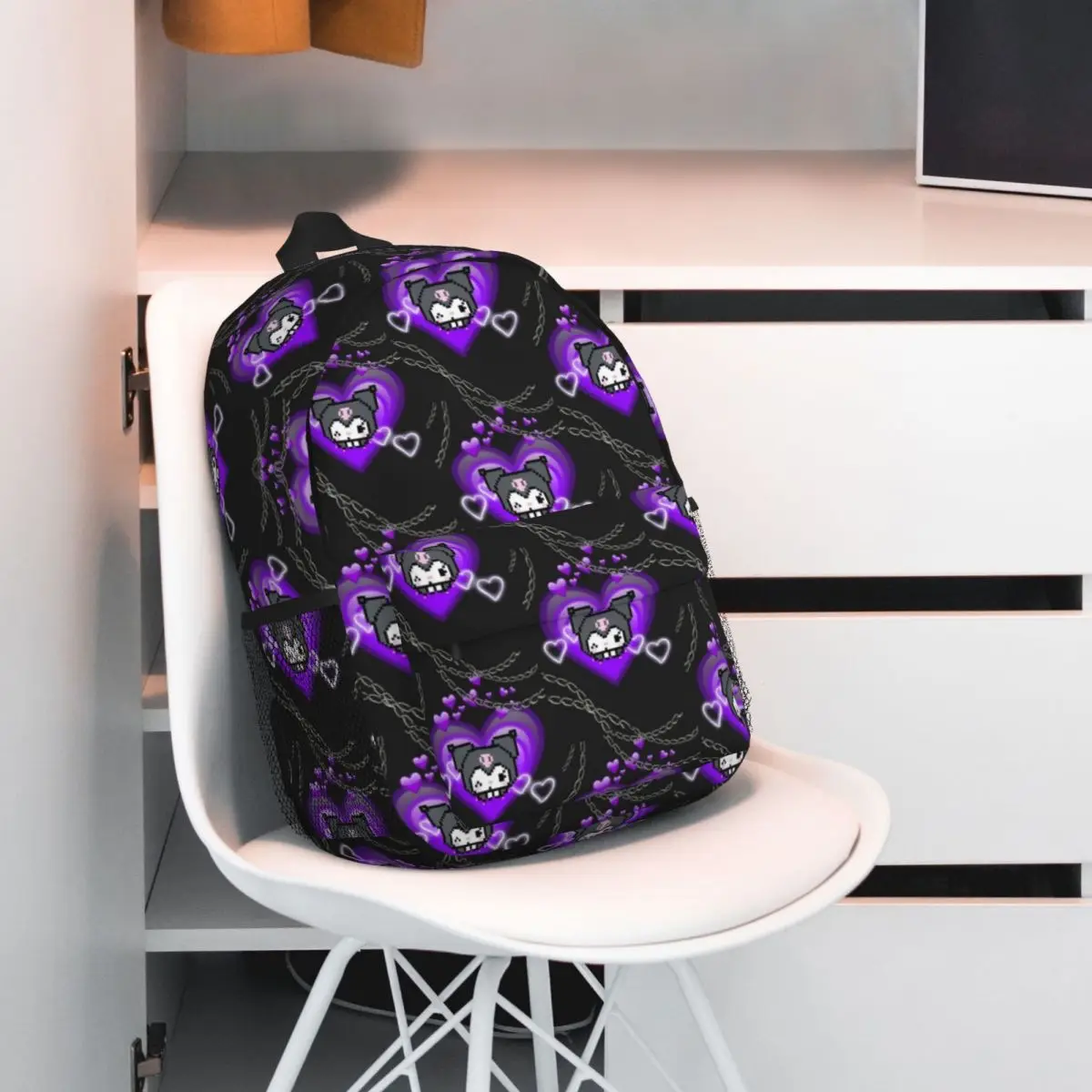 Kuromi para meninas meninos mochila de estudante de grande capacidade mochila leve à prova d'água de 15 polegadas