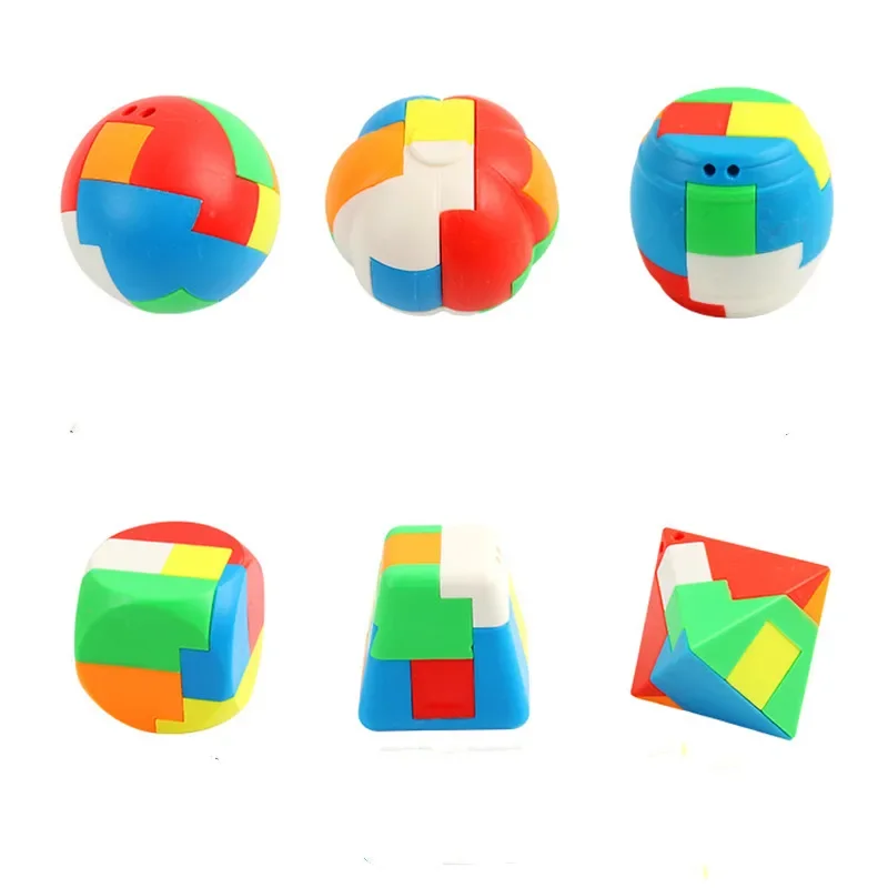 3D-Puzzle Luban Lock Schlüsselanhänger Brain Teaser Spiel Magic Mini Cube Intellektuelle Kinder Lernspielzeug für Kinder Erwachsene Antistress