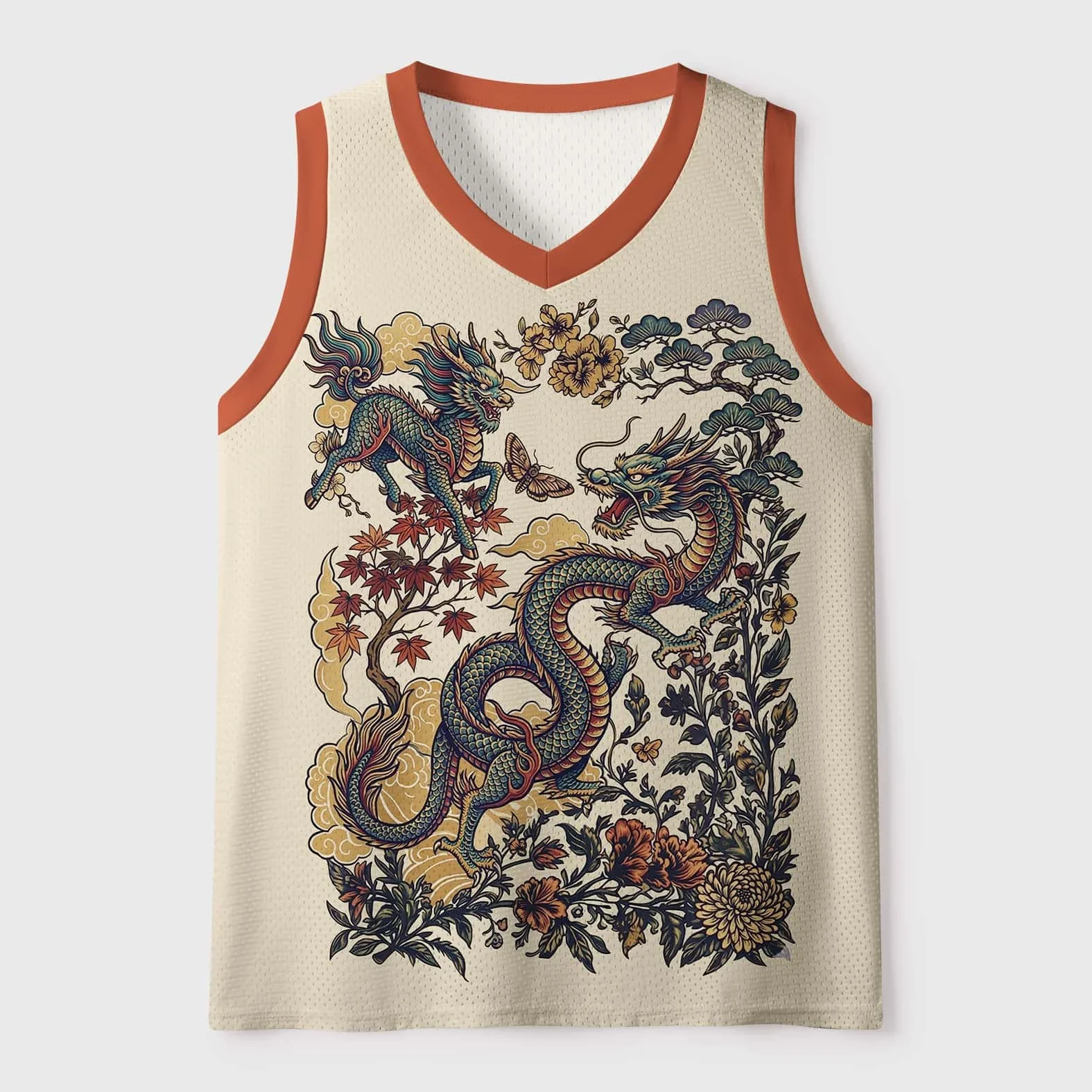 Men's New Chinese Oriental Dragon Children's Adult Shirt Blue and White Contrast Dragon Pattern Loose Breathable Sports Tank Top
