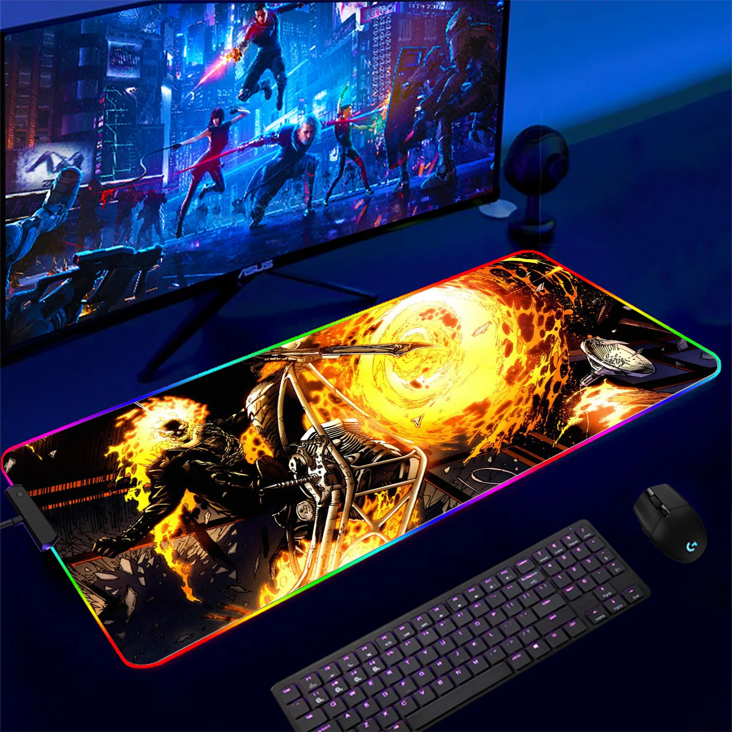 

Mousepad Large Computer Gaming RGB Accessories Desk Mats Anti-slip Laptop Soft Mouse Pad G-Ghost R-Rider