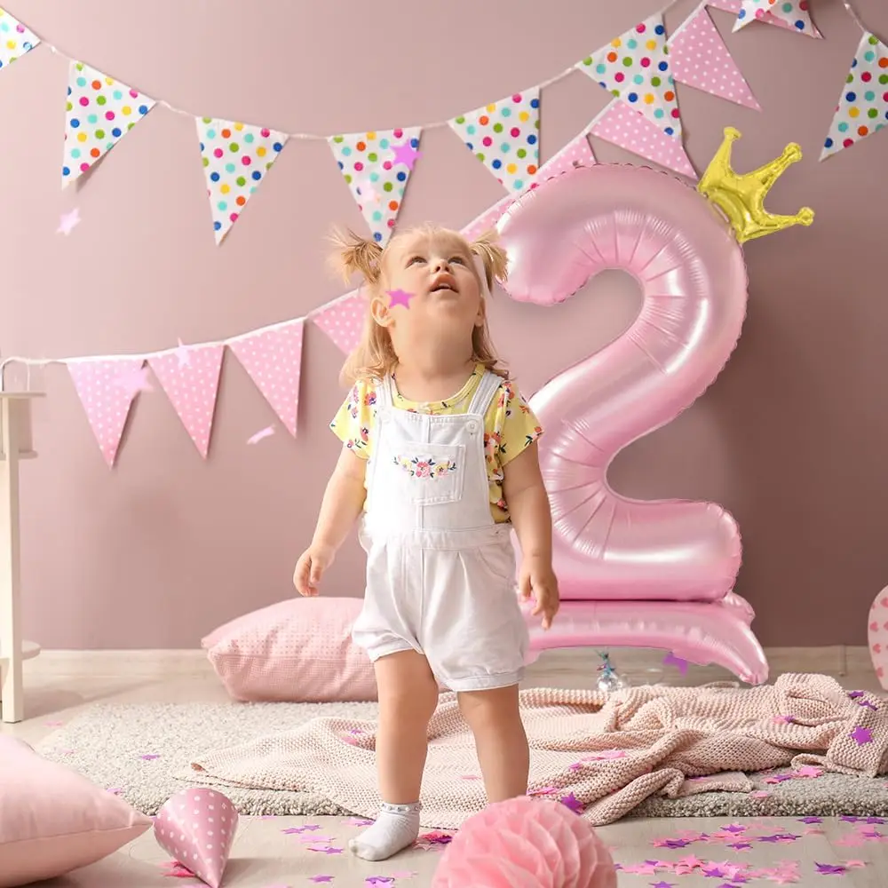 80-90cm rosa Krone Nummer Folie Luftballons Kinder Jahre Geburtstag Dekoration große Ziffer Luftballons Hochzeit Baby party Party liefert