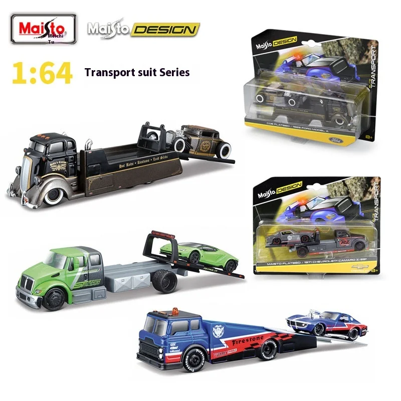 Car model maisto 1:64 simulation alloy flat tractor trailer Modified transport vehicle collection set series