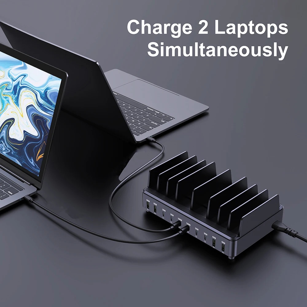 500W USB C Charger 10 Ports GaN Charging Station Stand PD 100W Fast Charge for MacBook Pro iPhone Samsung Laptops Tablets - náhled 4
