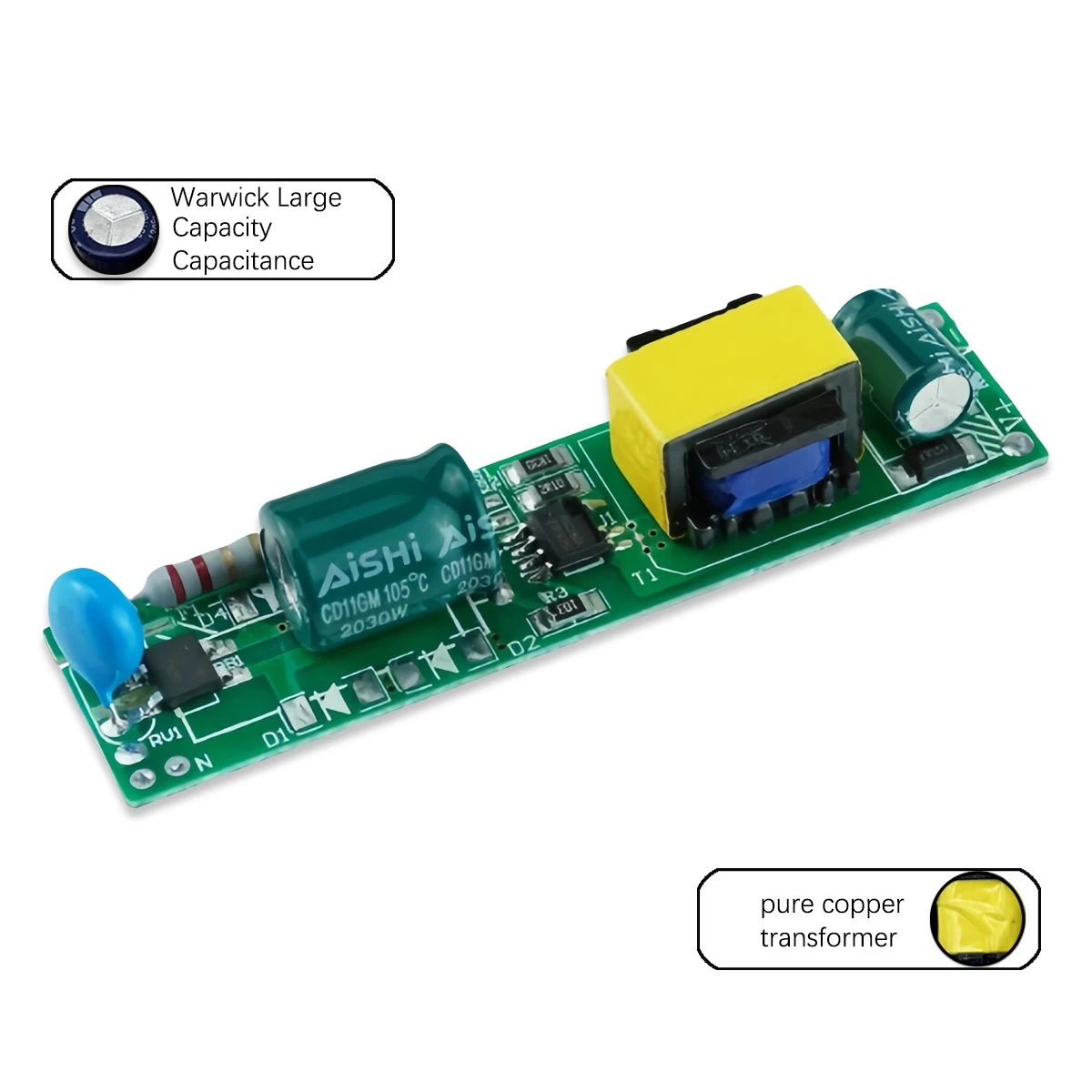 5pcs 9-80W Non-Isolated Flicker-Free LED Driver/Power Supply for T5/T8 Tubes and Office Linear Lights