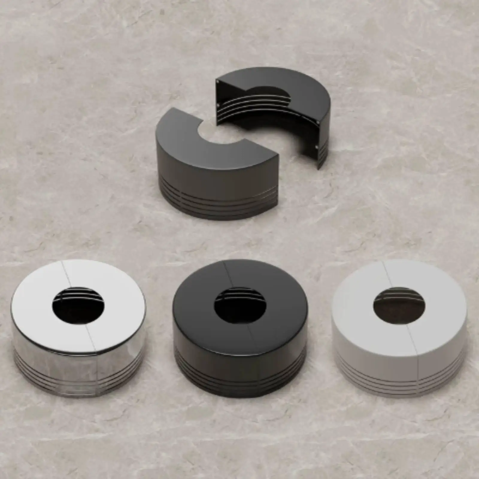 Two Piece Faucet Decorative Cover ABS Plastic Split Flange Hide Wall Gaps Adjustable Height Escutcheon for Kitchen Sink Pipe