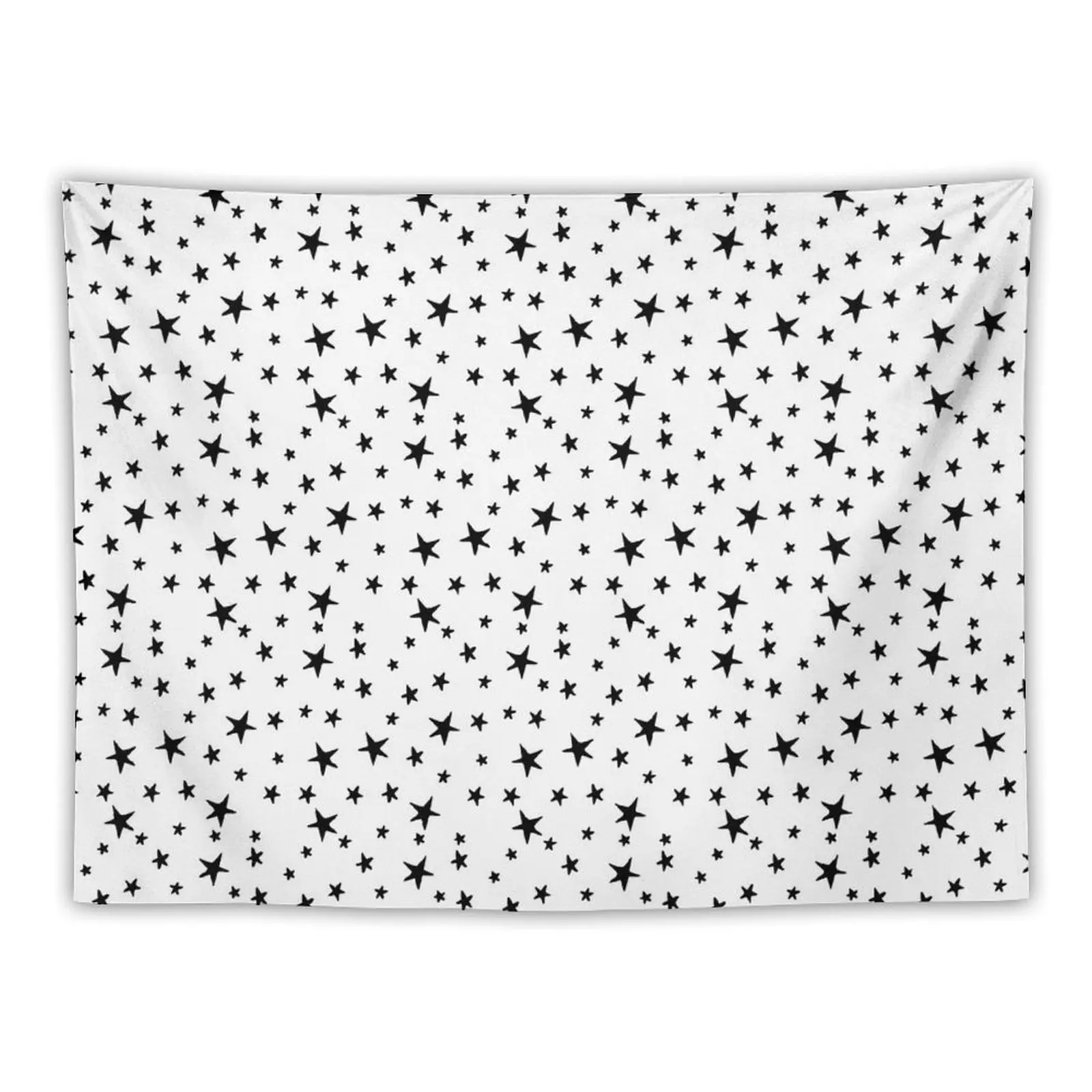 Mini Stars - Black on White Tapestry Bathroom Decor Decorative Paintings Tapestry