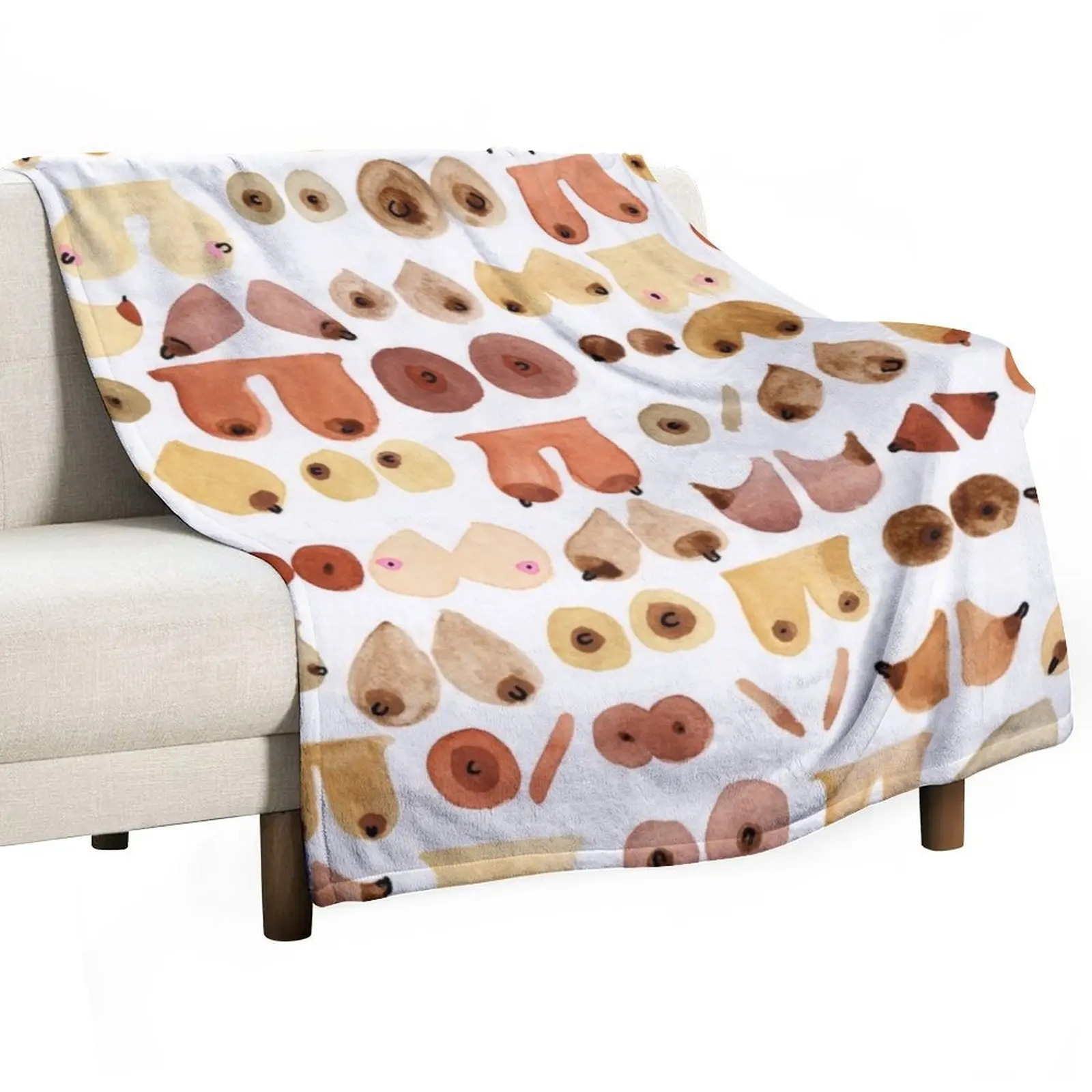 Boob Love Original Breast Watercolor Design Throw Blanket Flannel Fabric Soft Plaid Giant Sofa Flannels Furrys Beach Blankets