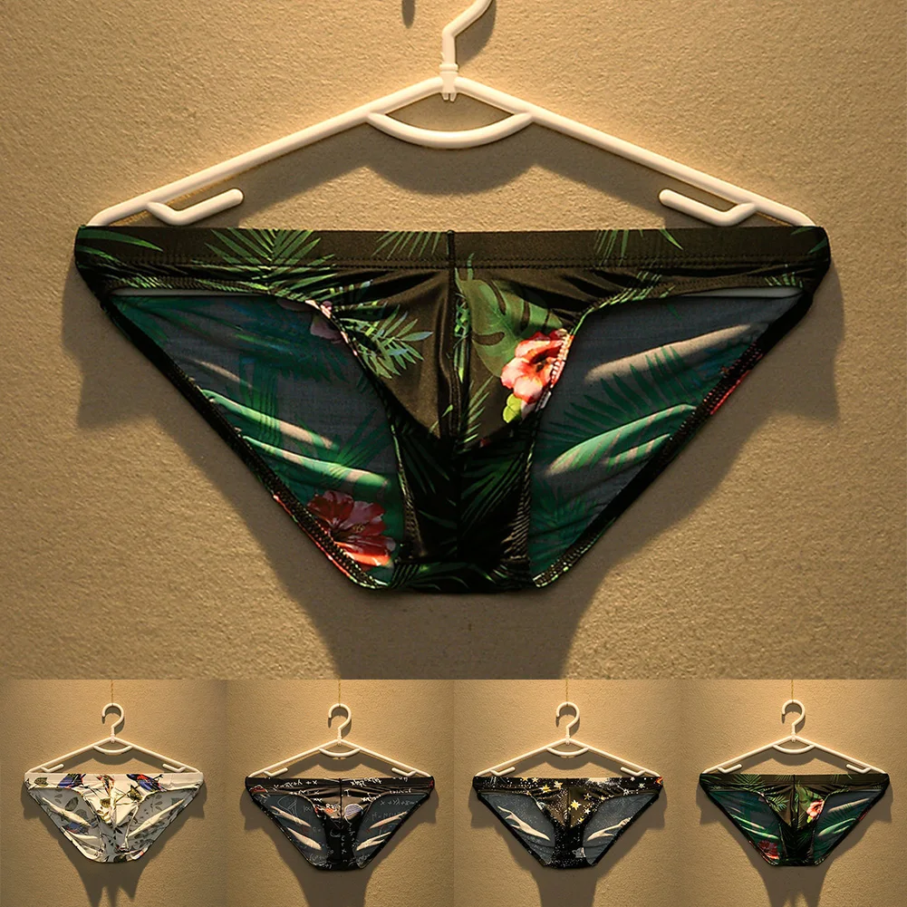 الطباعة ملخصات سراويل طباعة لينة الصيف السروال تنفس الحرير الجليد الكلسون منخفضة الخصر الذكور رجل الملابس الداخلية