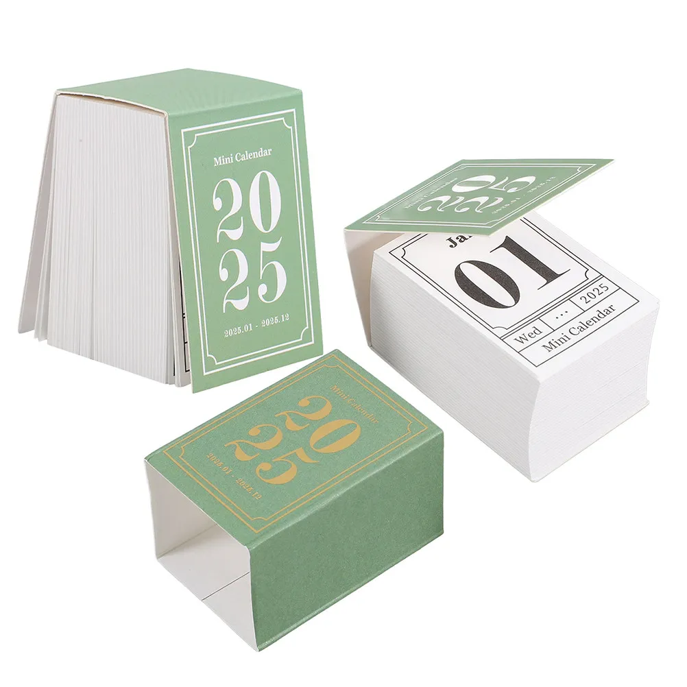 

2Pcs Mini Daily Desk Calendar 2025 Tear-Off Creative Small Schedule Planner for Office Desktop Daily Desk Calendar