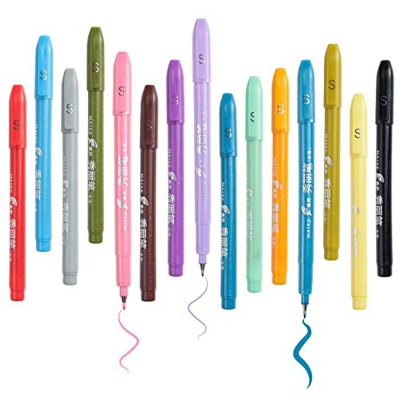 15Piece Sign Brush Pens Water Based Journaling Pen Set Assorted Colors Brush Tip Pens