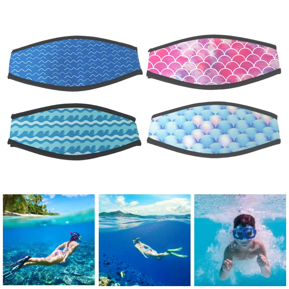 

Neoprene Mask Strap Cover Diving Mask Straps Comfortable Hair Protector Wrap Ocean Pattern Diving Wrapping Strap for Long Hair