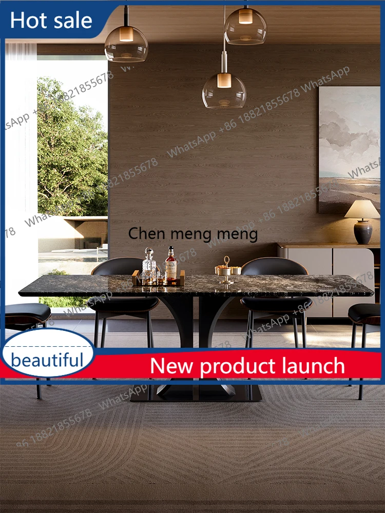 

A55 Luxury stone dining table natural luxury stone dining table natural marble Italian light luxury rectangle