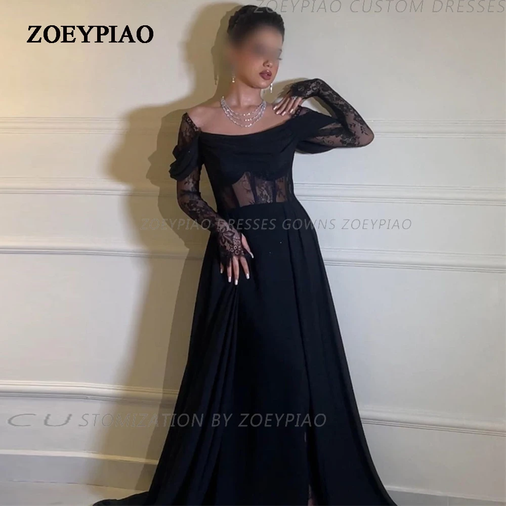 

Black A Line Stretch Satin Dubai Prom Dresses Simple Off Shoulder Strapless Evening Dress Saudi Formal Prom Gowns Party Dress