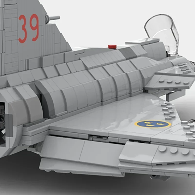 Bloques de construcción Moc modelo militar 1: 35 JA AJ-37 Viggen Fighter tecnología bloques modulares regalo juguetes de Navidad juegos DIY montaje