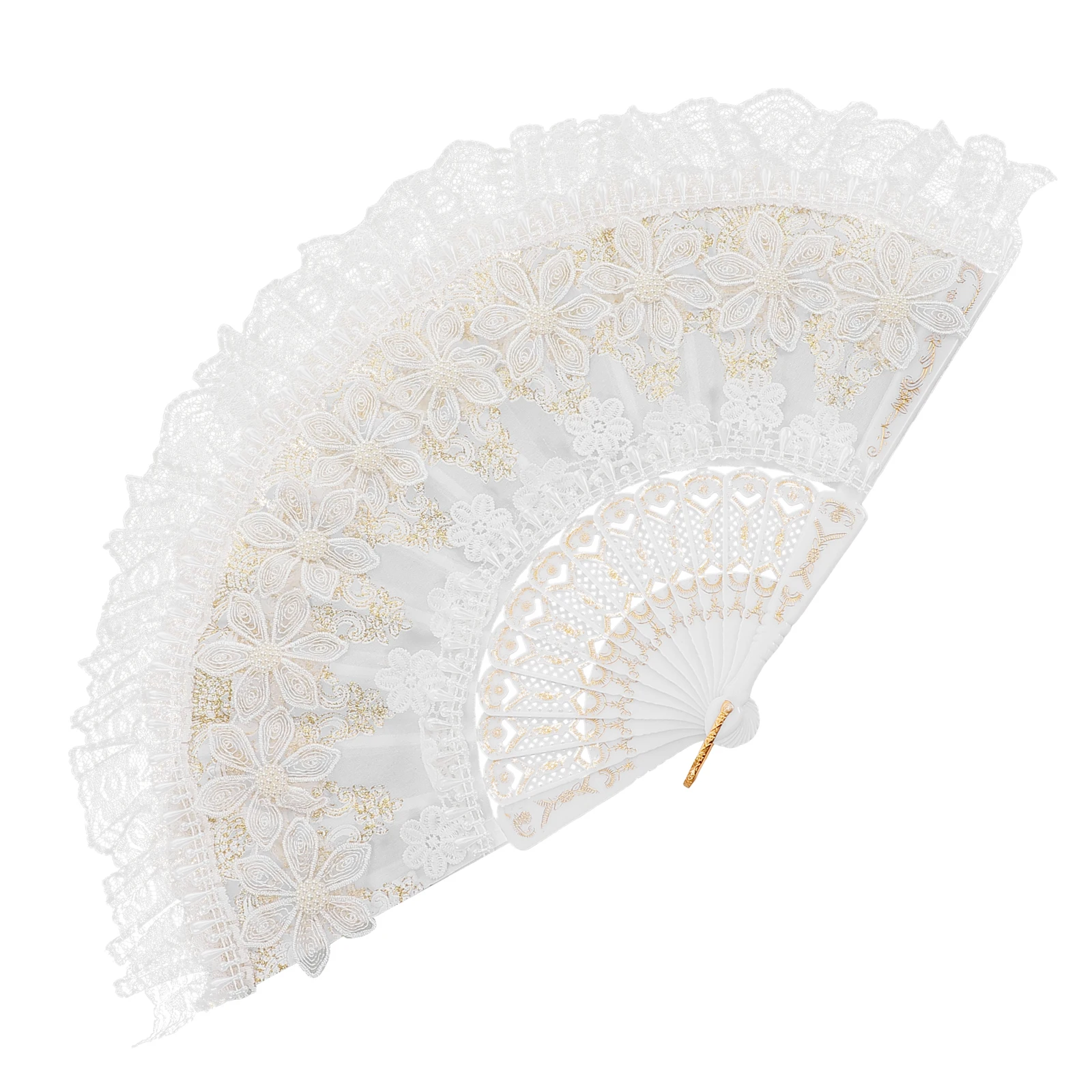 

Lace Floral Folding Hand Fan Chinese Retro Bridal Dancing Prop Wedding Lolita Party Favor Decorative Vintage Fan