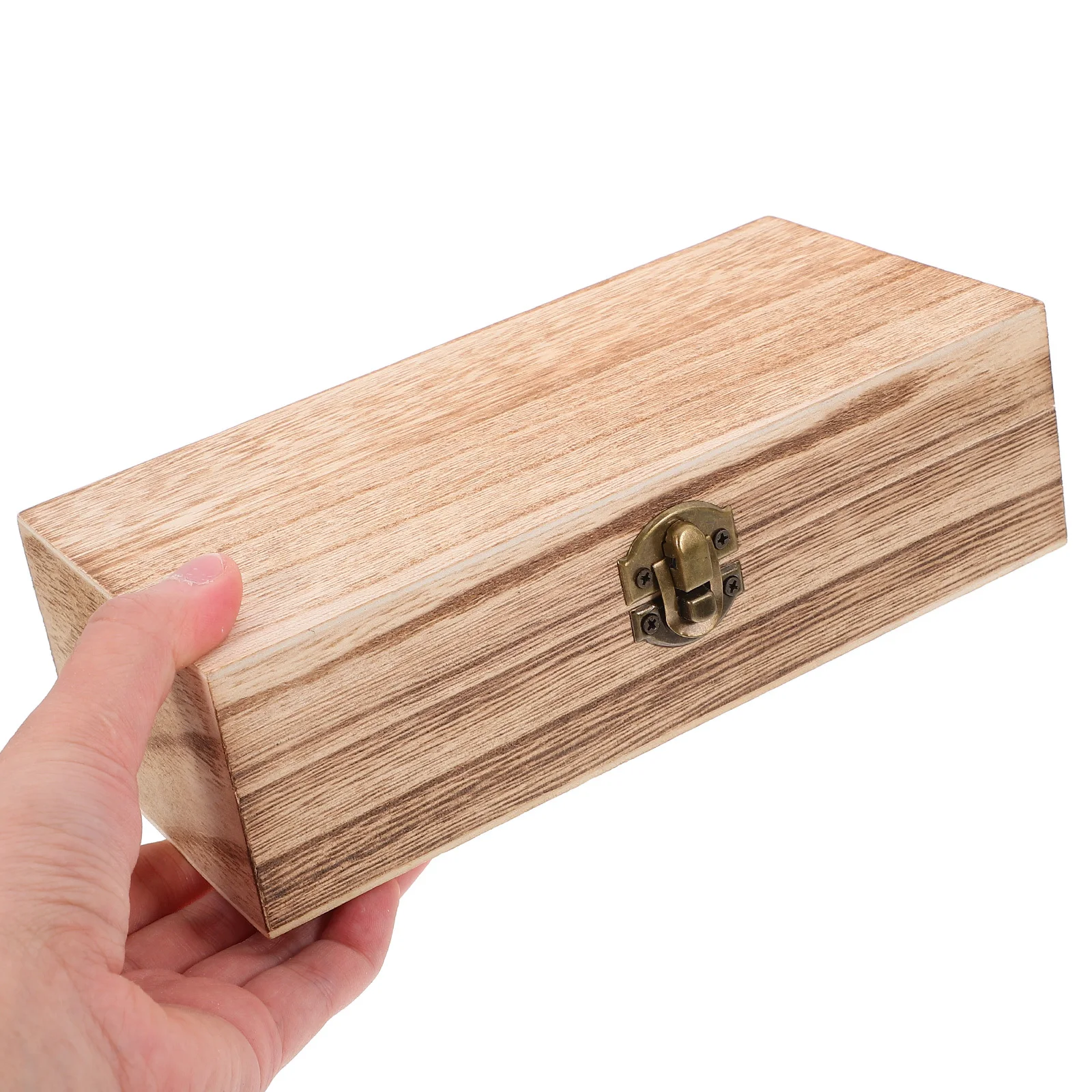 Rustic Wooden Storage Box Rectangular Jewelry Organizer Durable Lightweight Portable Sturdy Protection Exquisite Craftsmanship