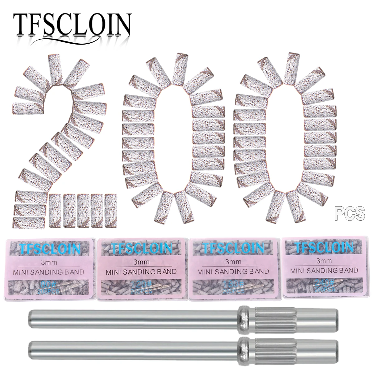 

TFSCLOIN 200 шт. шлифовальных колец для ногтей с насадками-держателями, инструмент для полировки натуральных ногтей, очистки кутикулы и подготовки к маникюру