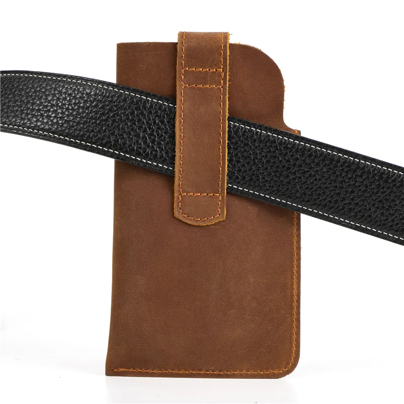 Fanny Waist Bag for Men Genuine Leather Retro Belt Purse Leg Hip Bag Military Tactical  Outdoor Pouch Cell Phone Pocket for Male