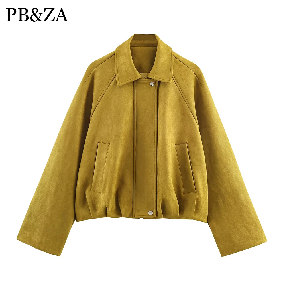 

Autumn new women's fashion versatile slim fit suede effect pilot jacket jacket