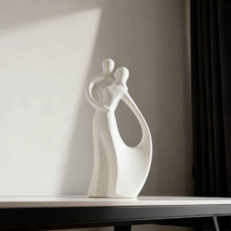 Nordic Ceramic Couple Hugging Sculpture Modern Art Living Room Cabinet Home Decoration Accessories Valentine Day Wedding Gifts