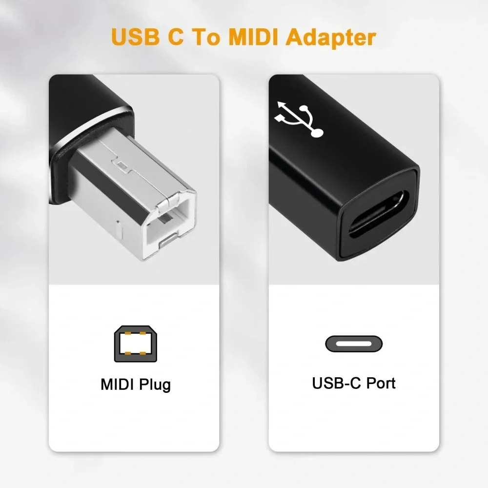 Type C USB Female to USB-B Male Adapter for Printer Scanner Converter USB-C Data Transfer Adapter for MIDI Controller Keyboard