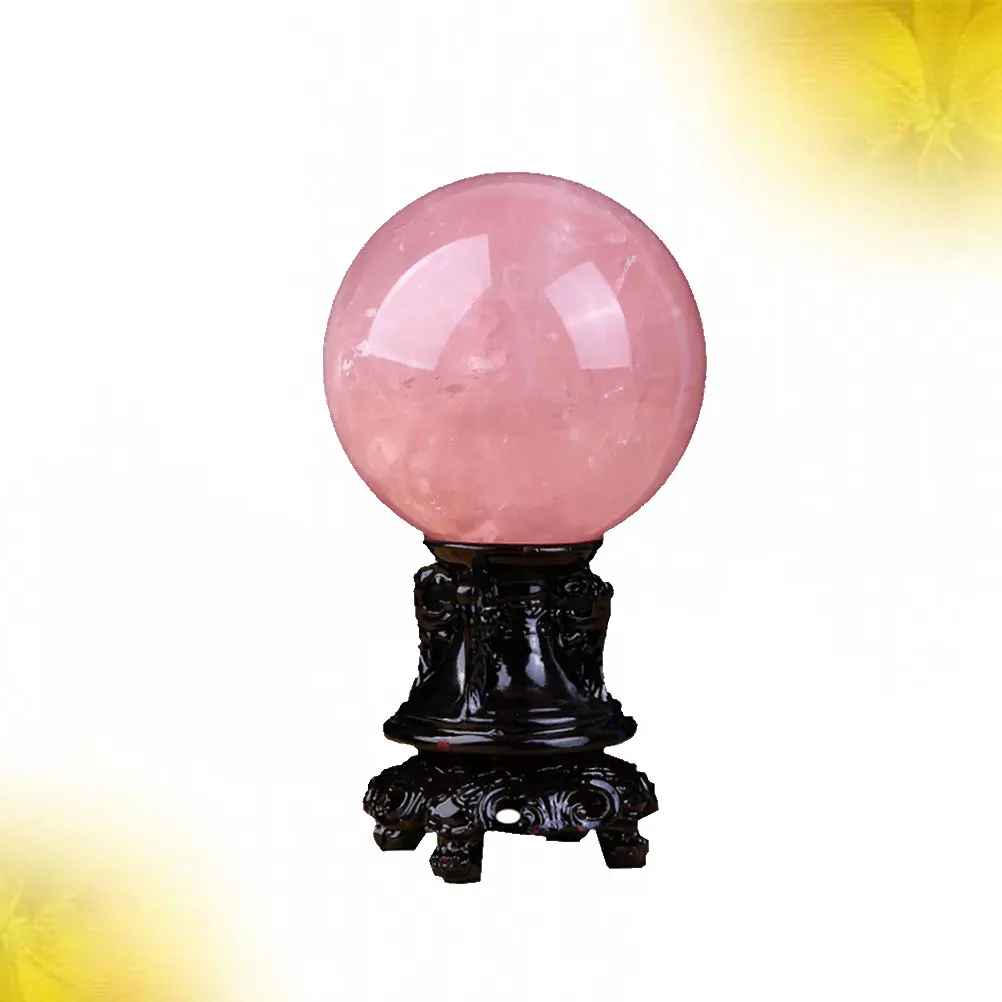 

Ball Decor Delicate Powder Crystal Material Wooden Base Bedroom Living Crystal Ball With Base Decor Room Office Gift