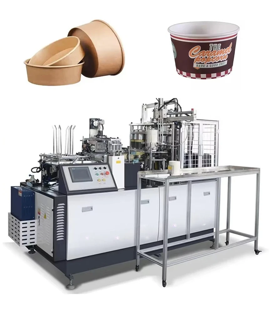 Fully Automatic Disposable Kraft Paper Salad Soup Cup Bowl Making Machine PLC Motor Engine Core Components 60-70PCS/min