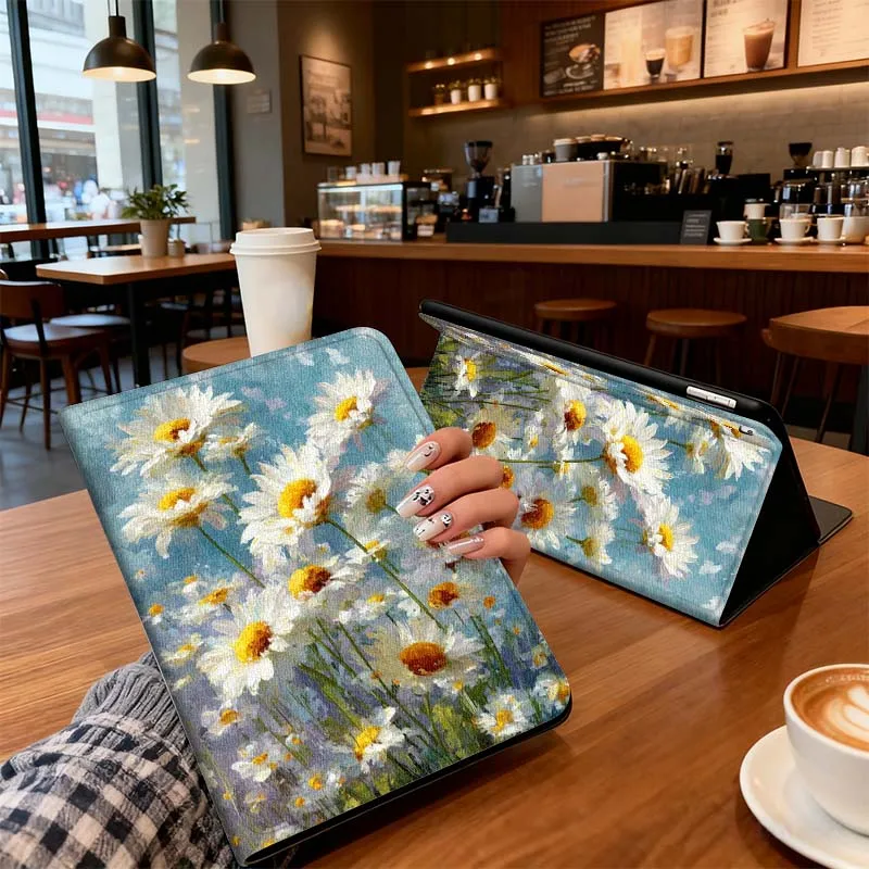 

White Daisy Blue Sky Art For iPad Pro Air Mini 1 2 3 4 5 6 7 7th 8th 9th 10th 11th 10.2 9.7 10.5 10.9 11 12.9 Tablet Case