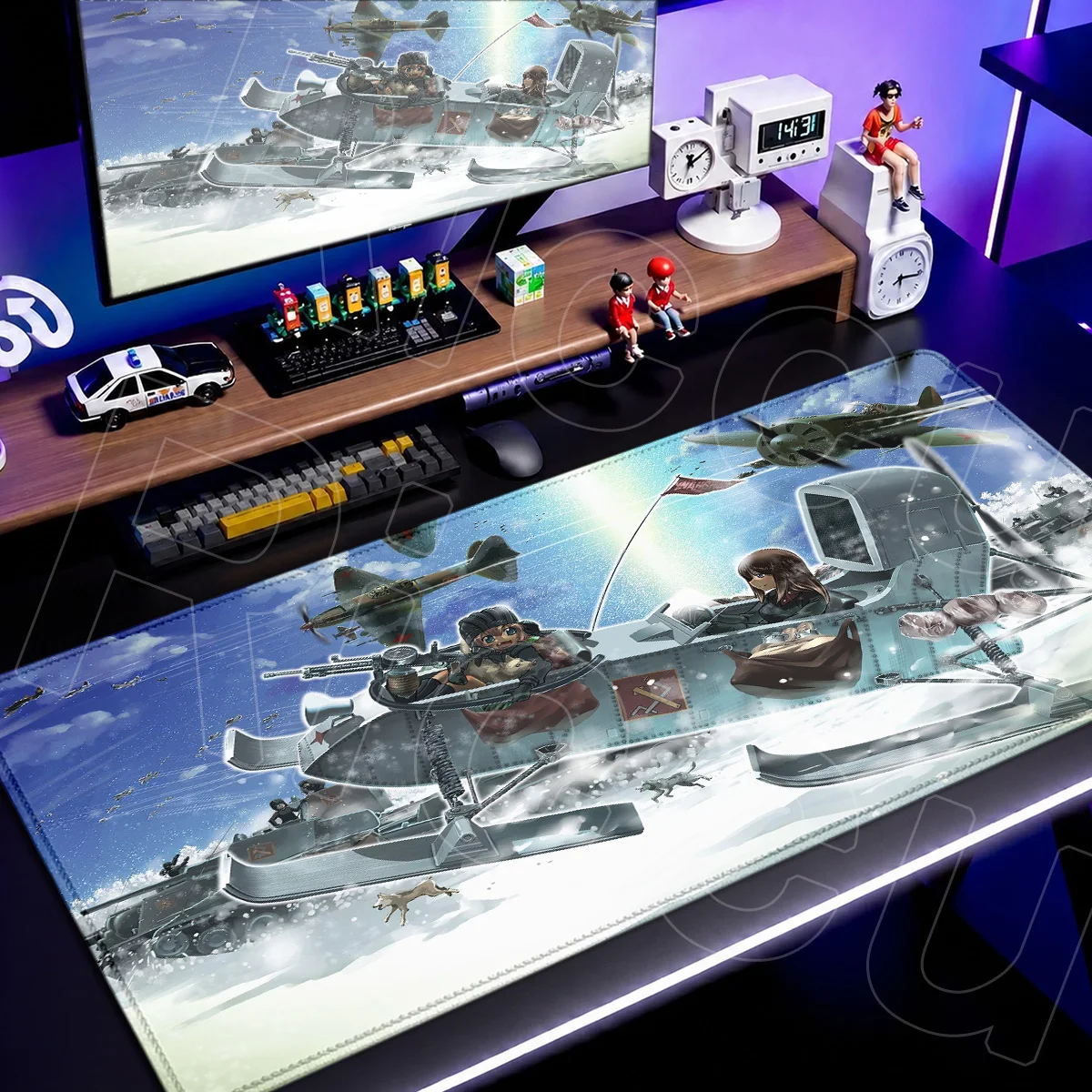 PC Gamer Großes Büro-Mauspad Girls und Panzer 900x400mm mit Verstärktem Rand Gummi Laptop Tischunterlage Tastaturmatte Anime Shimada Arisu Teppich – Detail 15