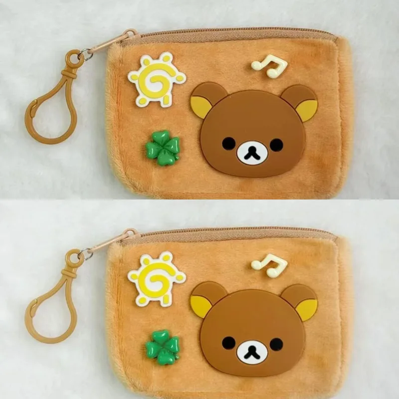 

Kawaii Japanese Rilakkuma Plush Coin Purse 2025 Cute Bear Design Key Chain Pendant Storage Bag Backpack Decoration For Girls New
