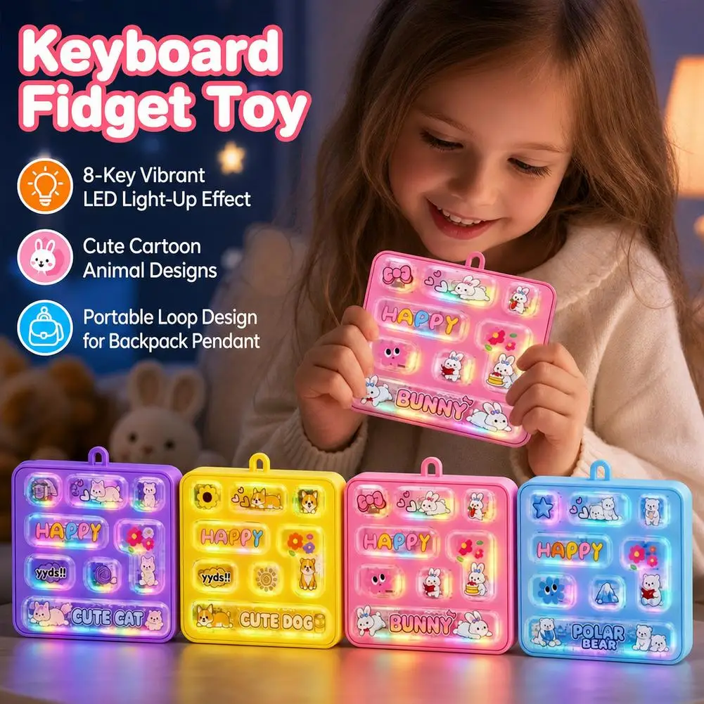 Children's 8-Key Decompression Mechanical Keyboard with Lighting Keychain Backpack Pendant Creative Design