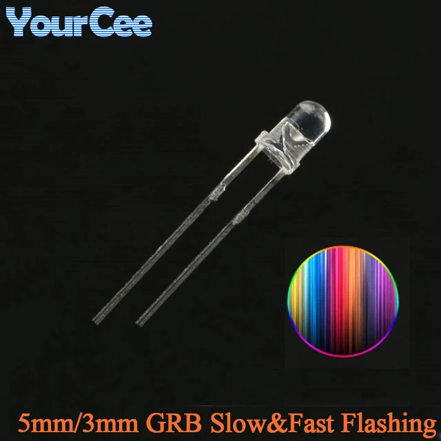 50 szt./20 szt. 3mm F3 5mm F5 Wolno/Szybko Migające Przezroczyste Diody LED RGB Pełnokolorowe Lampki Sygnalizacyjne DIP