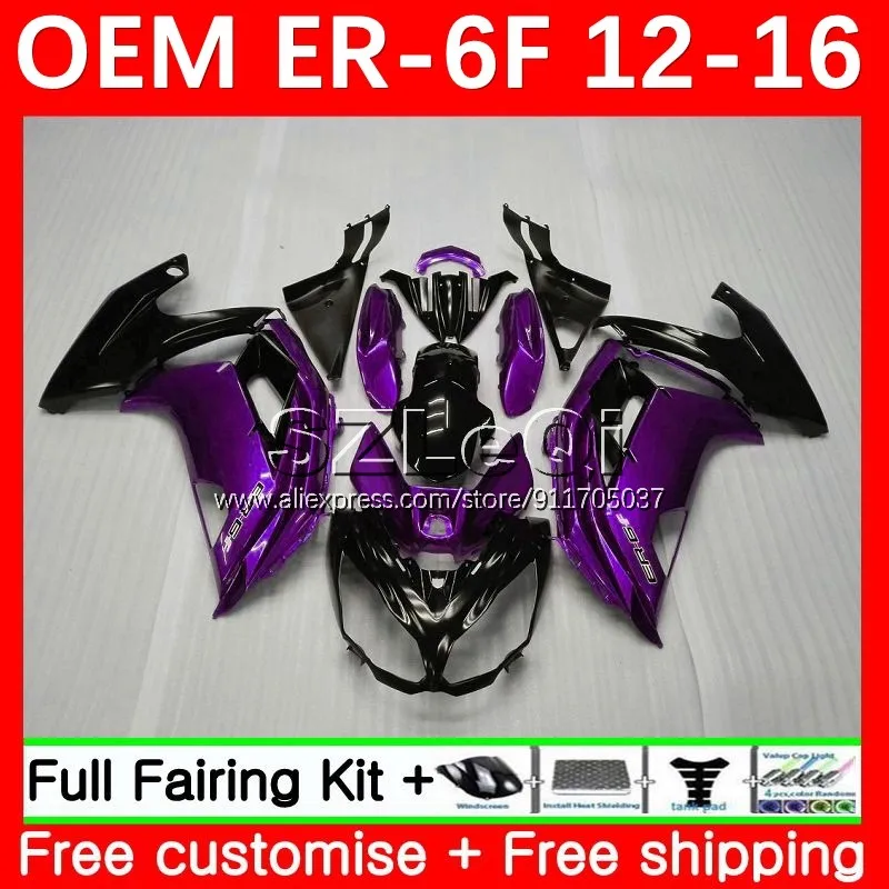 Metal purple Injection Kit For KAWASAKI NINJA 650R ER6 F ER 6F ER6F 12 13 14 15 16 1No.22 ER-6F 2012 2013 2014 2015 2016 Fairing