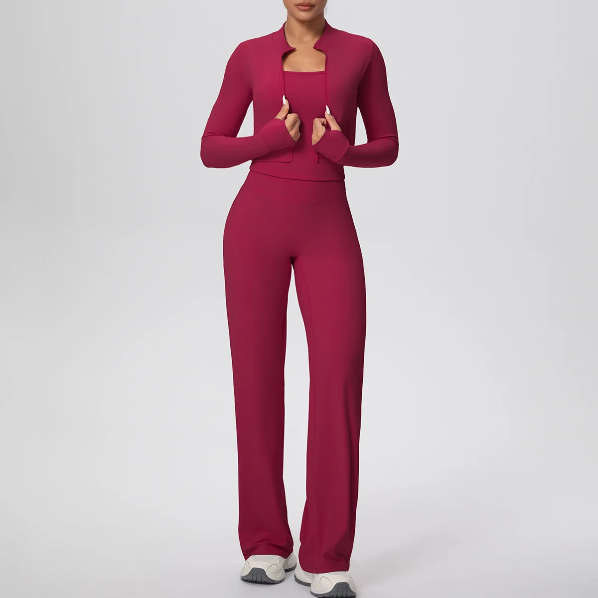 المرأة جاكيت زيبرا ثلاث قطع مجموعة ملابس رياضية لليوجا الرياضة عالية الخصر Racerback تانك سترة واسعة الساق السراويل تشغيل اللياقة البدنية ملابس رياضية