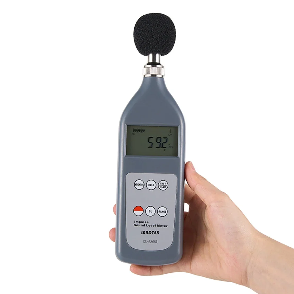 Impulse Sound Level Meter SL-5868I Industrial Environmental Noise Measuring Instrument 25dB~130dB (A) Noise Sound Level Detector