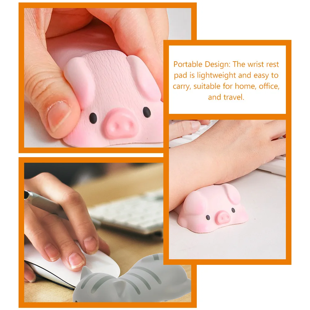 

2pcs Cartoon Wrist Rest Mousepad Resin Ergonomic Keyboard Support For Office Study Gaming Portable Desk Pad Computer Laptop